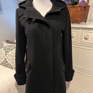 Cole Haan Black Hooded Pea Coat